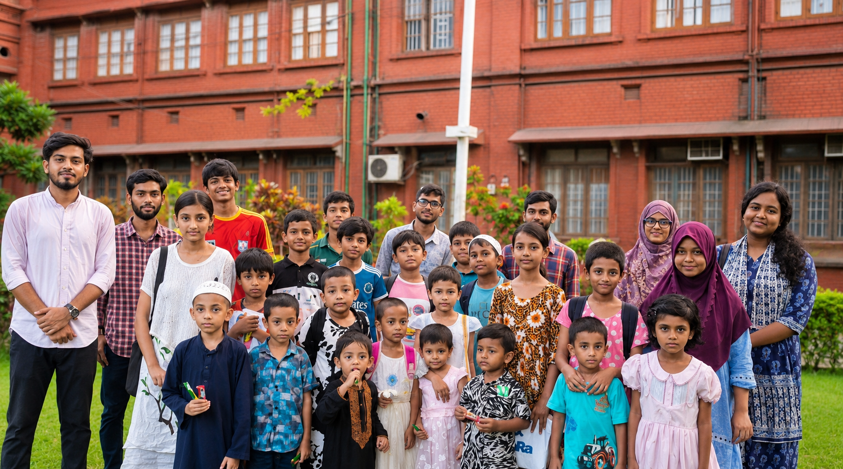 Tori School volunteers and children